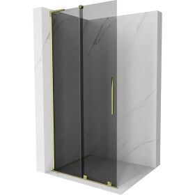 MEXEN/S - Velar L Sprchová zástena posuvná Walk-in 90 x 200, grafit 8 mm, zlato 871-090-003-43-50