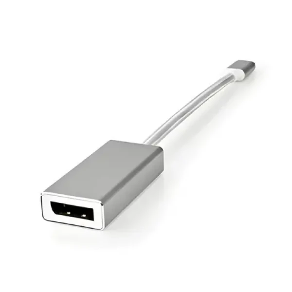 Nedis USB-C - DisplayPort adaptér strieborná / Adaptér / USB 3.2 Gen 1 / 0,20 m / Pozlátené konektory / Opletený (CCTB64450AL02)