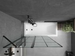 MEXEN/S - Cubik obdĺžniková vaňa 160 x 70 cm s panelom + vaňová zástena 120, čierna vzor 550316070X9412117077
