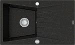 MEXEN MEXEN - Cesar granitový drez 1-misa drez s odkvapkávač 775x470 mm, čierna / kovové zlato 6514771010-75