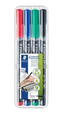 Staedtler Lumocolor permanent S / Popisovač na fólie / 0,4 mm / 4 ks / vodeodolný (313 WP4)