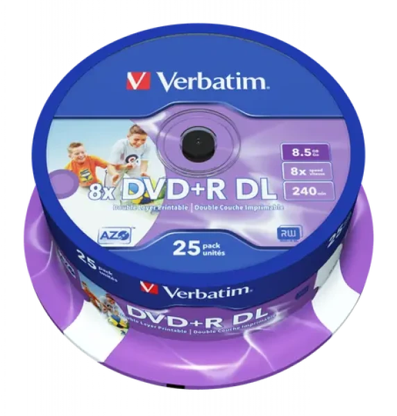 Verbatim 25ks DVD+R DL 8.5GB 8x / Injekt Printable / Spindl (43667)