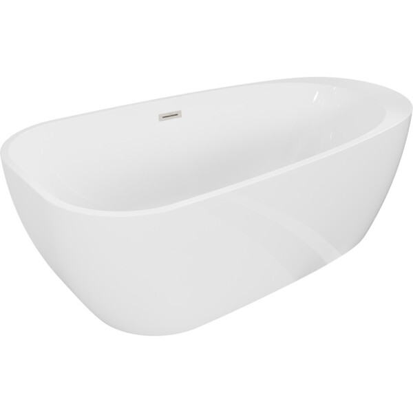 MEXEN/S - Giada voľne stojaca vaňa 170 x 90, biela lesk, sifón a prepad nikel kartáčovaný 52741709000-97