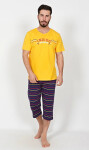 Pánske capri pyžamo Indigo Yellow s tmavomodrou - Gazzaz XL žluto-modrá