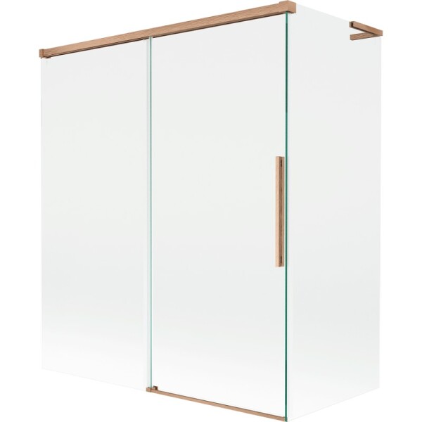 MEXEN/S - Rox L vaňová zástena 2-krídlová posuvná 140 + 70 x 150, transparent, meď kartáčovaná 8C9L-140-070-65-00