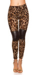 Sexy Leggings in leolook with leatherlook and zips Leobrown