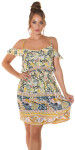 Trendy off-shoulder Minidress with print GELB S/M