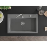 MEXEN MEXEN - Elix granitový drez 1-miska 800 x 500 mm, sivý, sifón chróm 6527801005-71