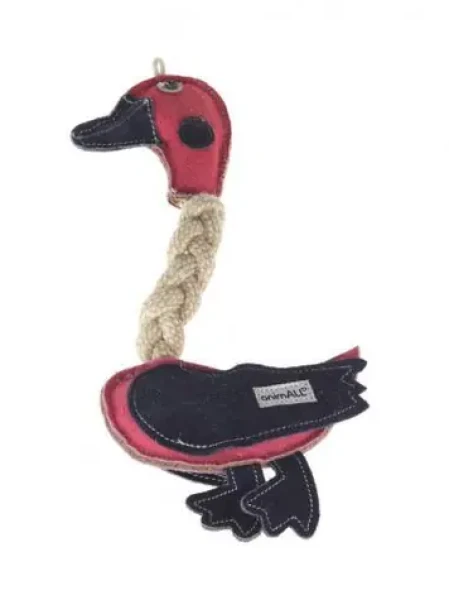 AnimALL Hračka Kačica koža s povrazmi farebná 31 cm (110284)