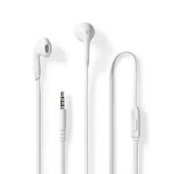 Nedis Káblová Slúchadlá biela / 3.5 mm / Dĺžka kábla: 1.20 m / Vstavaný mikrofón / Ovládanie Hlasitosti (HPWD2021WT)