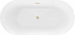 MEXEN/S - Roxy voľne stojaca vaňa 170 x 80, biela/čierna, sifón a prepad zlatá kartáčovaná 51201708075-55