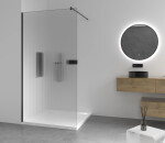 CERANO - Sprchová zástena Walk-in Onyx Round Ľ/P - 8 mm - okrúhla vzpera - čierna matná, ryhované sklo - 120x200 CER-8050BD306
