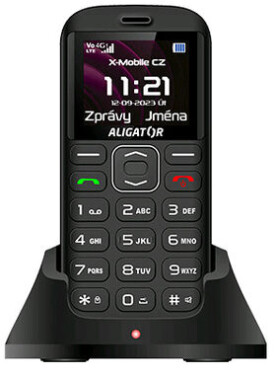 Aligator A720 4G Senior čierna / 1.8 TFT / SOS tlačidlo / nabíjací stojan / SOS lokátor / FM rádio (A720B)