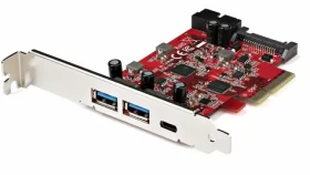 StarTech PCIe karta 5x USB 10Gbps červená / Radič USB / PCIe / USB 3.2 Gen 2 / 2x USB-A + 1x USB-C (PEXUSB312A1C1H)