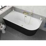 MEXEN/S - Silo voľne stojaca rohová vaňa ľavá reliéf 170 x 80, biela/čierna, sifón a prepad zlatá 52891708075L-50