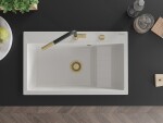 MEXEN/S MEXEN/S - Omar granitový drez 800 x 480 mm, biela, zlatý sifón 6520801005-20-G