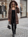 Dámska zimná prešívaná bunda s kapucňou, hnedá, FashionStreet TY5825 L