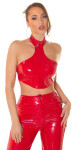 Sexy Koucla Latexlook Neck Crop Top NEONPINK L