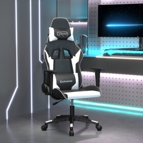 VidaXL vidaXL Fotel gamingowy, čierno-Biely, sztuczna skóra