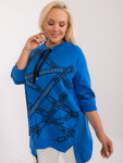 Tmavomodrá blúzka plus size s rozparky JEDNA VELIKOST