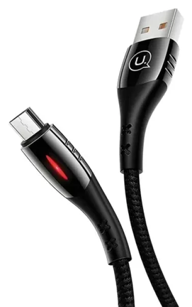 USAMS SJ346 U-Tone čierna / Dátový kábel / microUSB / 1,2 m / 2A nabíjanie (SJ346USB01)