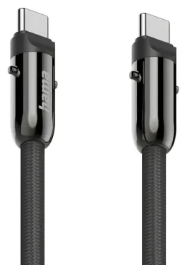 HAMA USB-C 2v1 čierna / Kábel a remienok na telefón / USB-C - USB-C / 1,2 m / rýchle nabíjanie
