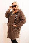Dámska bunda Plus Size s kapucňou a vreckami camel UNI