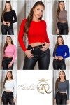 Sexy KouCla round neck fineknitted crop- jumper Einheitsgroesse