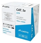 Lanberg UTP kábel Cat5e 305m drôt šedý / Sieťový kábel / CCA / Fluke Passed (LCU5-15CC-0305-S)