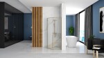 REA/S - Sprchovací kút DIAMOND 90x90 BRUSH GOLD + sprchova vanička Diamond, čierna KPL-K6507