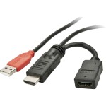 LINDY HDMI napájací kábel Zástrčka HDMI-A, USB-A zástrčka, Zásuvka HDMI-A 0.15 m čierna 41080 HDMI kábel; 41080