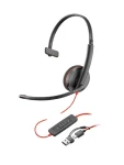 Poly Blackwire 3210 čierna / Náhlavná súprava / mikrofón / jedno slúchadlo / USB-C/A (8X2J8A6)