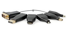 Nedis adaptérový krúžok HDMI čierna / Adaptér / DisplayPort, DVI-D, mini HDMI, USB-C / 4K 60Hz (CCGB34999BK)