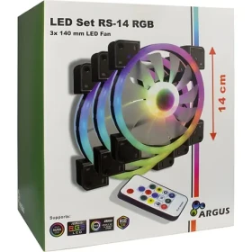 Inter-tech ARGUS RS-14 čierna / Ventilátor / 140 mm / 3 ks / RGB / 1200 RPM / 22 dB / 4-pin PWM (88885536)