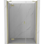 MEXEN/S - Mist-H sprchové dvere krídlové ľavé 140, transparent, zlatá kartáčovaná 8A5-140-001-55-00-L