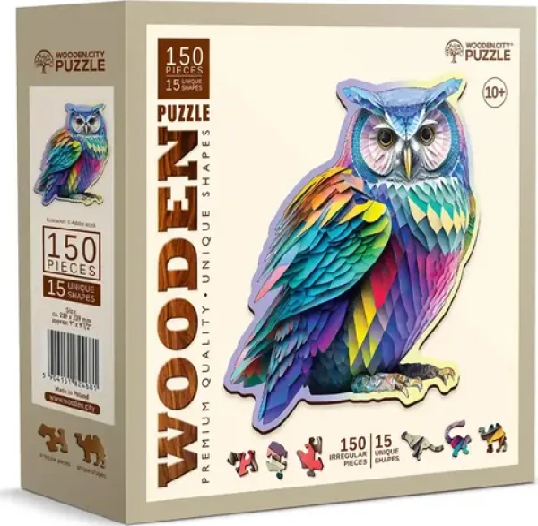 Wooden City Drevené puzzle Moderná sova 150 dielikov