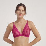 Dámska čipkovaná podprsenka s kosticami DIM ROMANCE TRIANGLE WIREFREE BRA - DIM - červená L