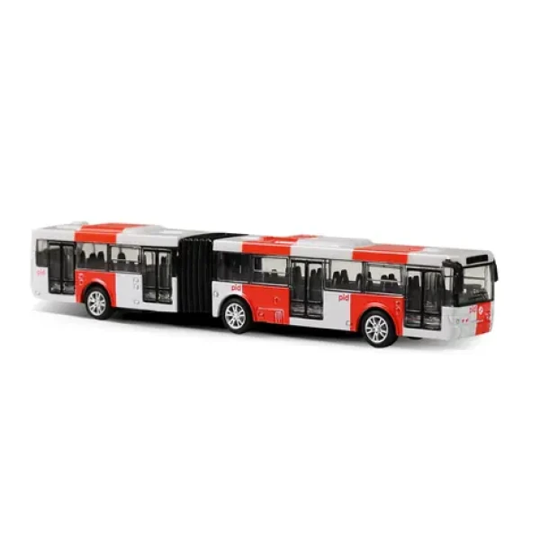 Rappa 241114 Kovový kĺbový autobus PID Praha červený 18 cm