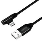 LogiLink USB-A - Micro-USB 1m čierna / Kábel / opletený / uhlový 90 ° / USB 2.0 (CU0142)