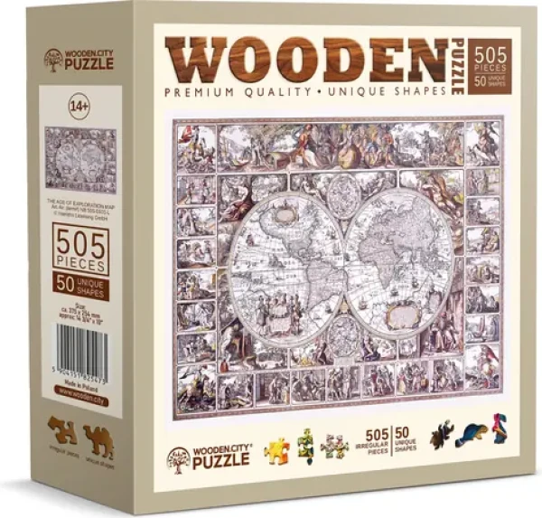 Wooden City Drevené puzzle Mapa doby objavov