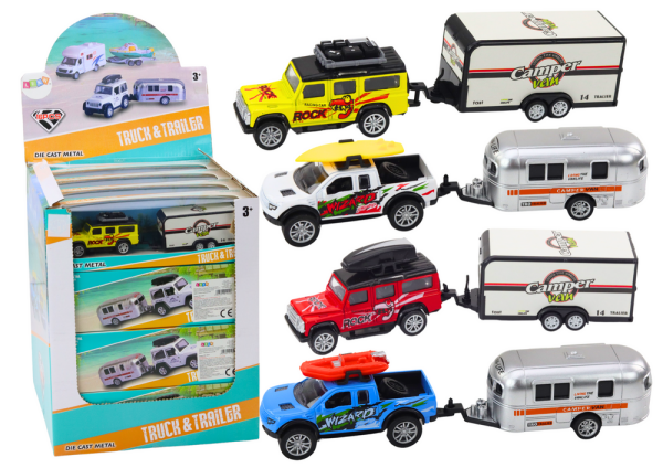 Mamido Kovové terénne autíčko s karavanom mix