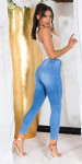 Sexy skinny džínsy s vysokým pásom "perfect blue" roztrhané denimblue 44