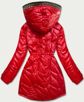 Červená dámská bunda s ozdobným prošíváním (B8092-4) Barva: odcienie czerwieni, Velikost: S (36)
