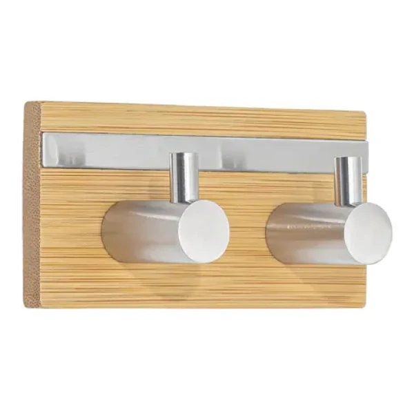MSV FLAVIO samolepiaci háčik na dva uteráky bambus / nerez oceľ / 90 x 31 x 45 mm (3700703946342)