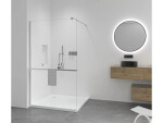 CERANO - Sprchová zástena Walk-in Onyx Round Ľ/P - 8 mm - okrúhla vzpera + polička/držiak na uteráky - chróm, transparentné sklo - 30x200 CER-DY101-50-232