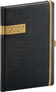 NOTIQUE Týždenný diár Twill 2027 čierno-zlatý / Diár / 15 × 21 cm