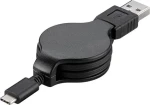 PremiumCord USB-C - USB-A černý / Navíjecí kabel / USB 2.0 / 3A / 1 m (ku31cn1bk)