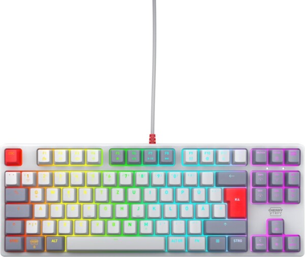 Cherry CHERRY XTRFY K4V2 - Retro Edition - Tastatur - RGB - 80% - TKL - Hintergrundbeleuchtung - USB - QWERTZ - Deutsch - Tastenschalter: CHERRY MX2A Red - Grau