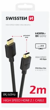 Swissten Kábel HDMI 2.0 (M) - HDMI 2.0 (M) 5m čierna / 18 Gbps / 4K / 60Hz / pozlátené kontakty (75501114)