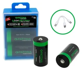 Patona LR20 (D) 4000mAh Li- ION / Nabíjacia batéria / 1,5 V / USB-C nabíjanie / 2 ks v balení (PT1412)